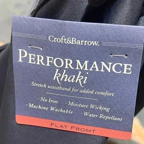 NWT Croft & Barrow Dark blue no iron stretch performance Khaki men’s 32x32 - Picture 4 of 9
